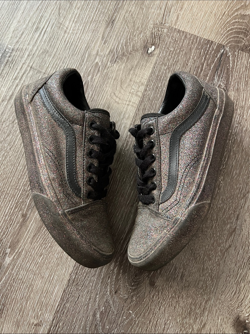 Vans Glitter Low-Top Sneakers in Black with Multicolor Sparkle